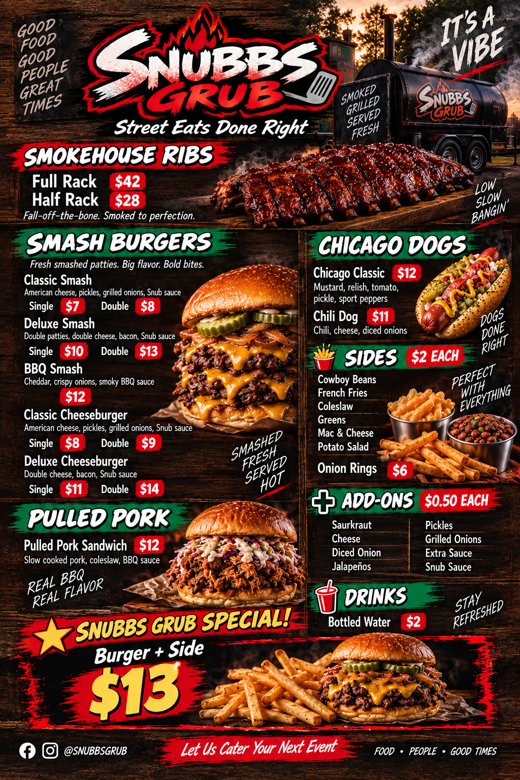 Snubbs Grub Menu